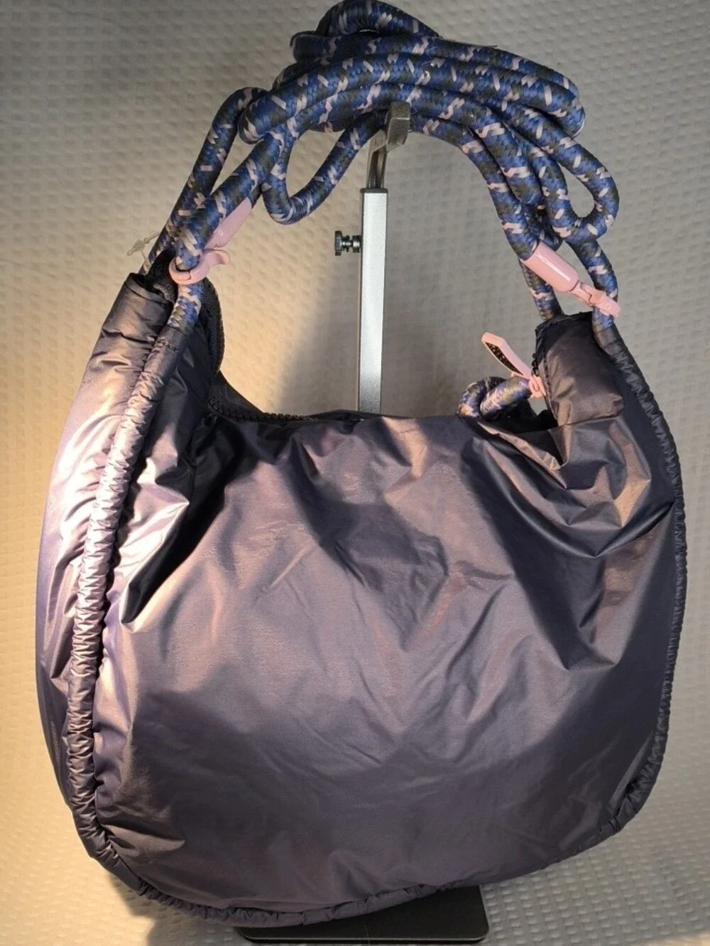 Wildfox HBWF-224-0056-96  Dark Grey Shoulder Bag with Pink Accents